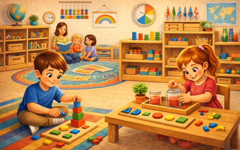 Montessori sınıfında öğrenme anı