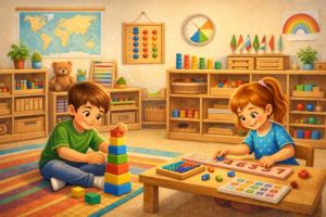 Montessori sınıfında oyun ve öğrenme